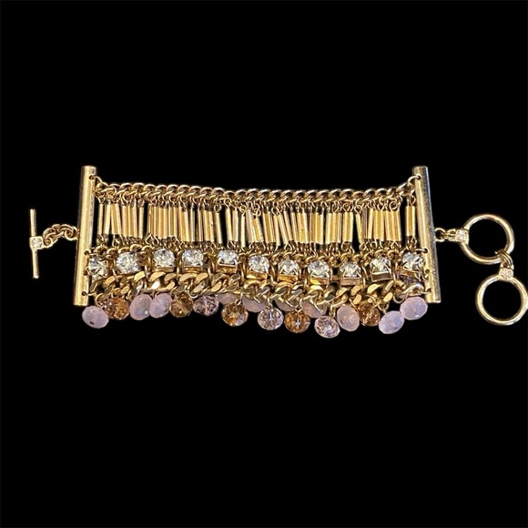 Vintage Gold and Pink Chain Bracelet - Picture 1 of 5